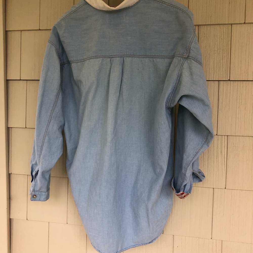 Vintage 80'-90's Calvin Klein Sport Oversized Light Denim Shirt w/Accent Trim - Picture 10 of 13